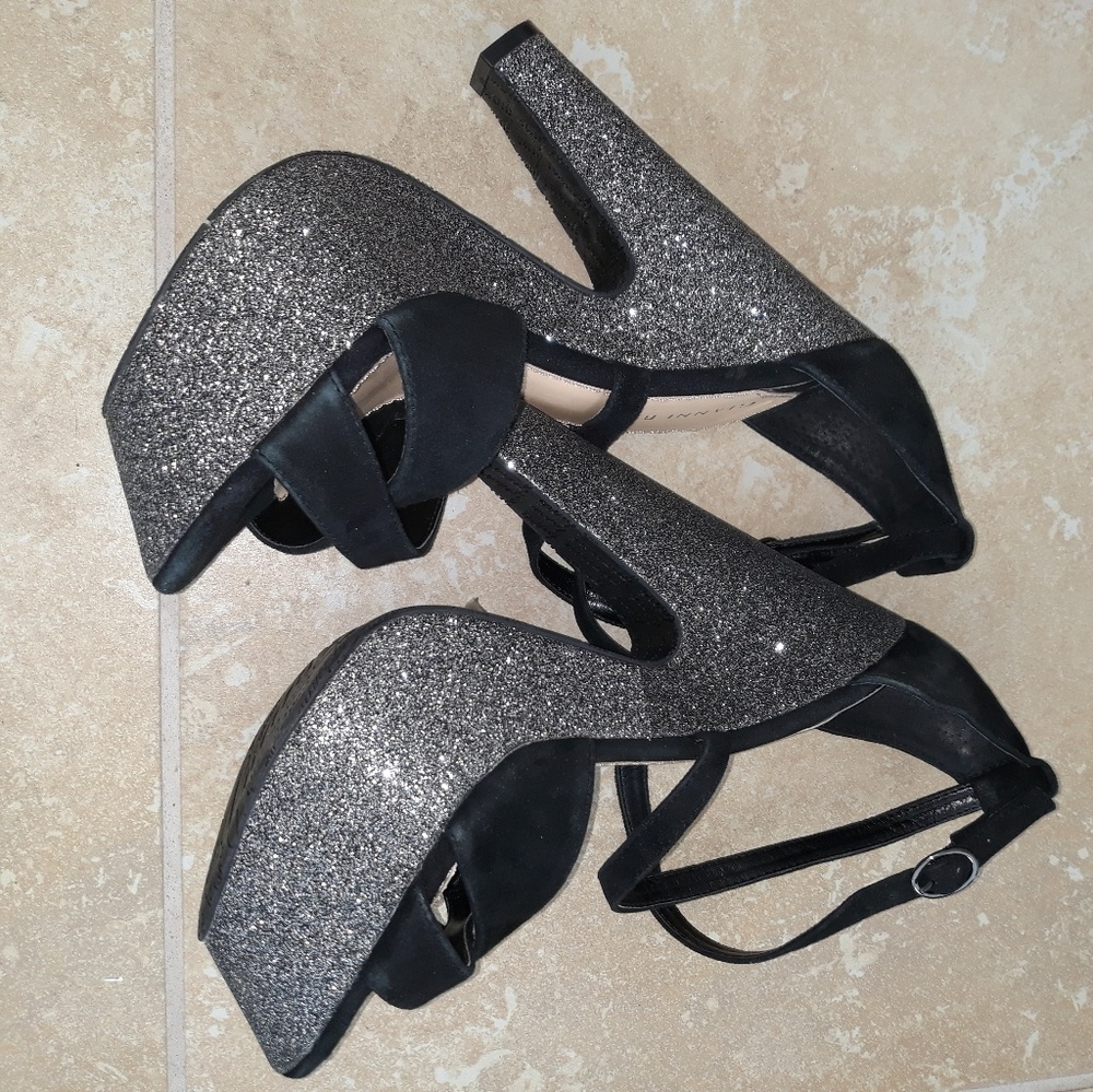 Black/Glitter Strappy Platfoms